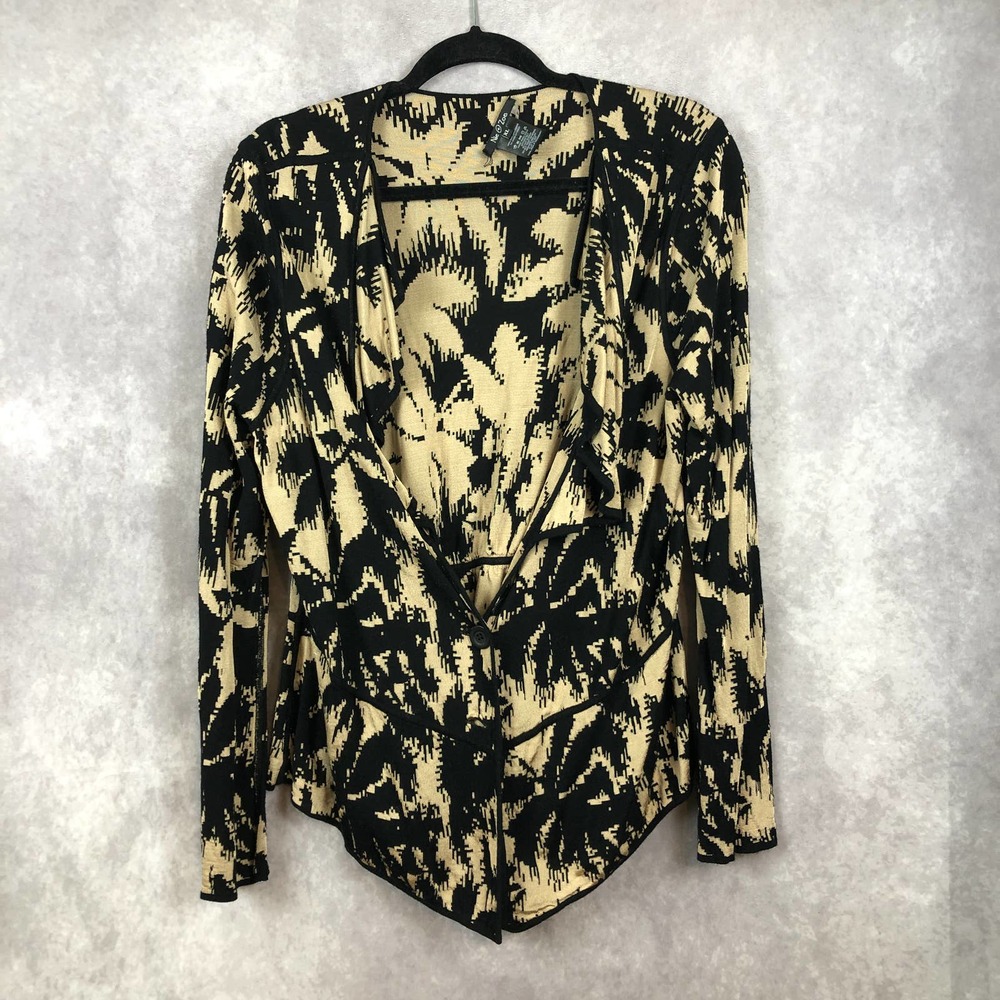 Nic + Zoe Ruffle Reversible‎ Cardigan Sweater XL Long Sleeve Geometric Design